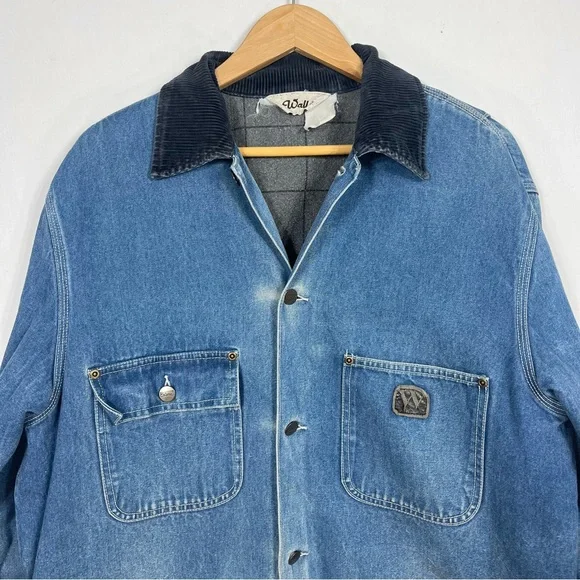 Walls Blue Denim Jacket with Dark Navy Corduroy Collar - Picture 2 of 9
